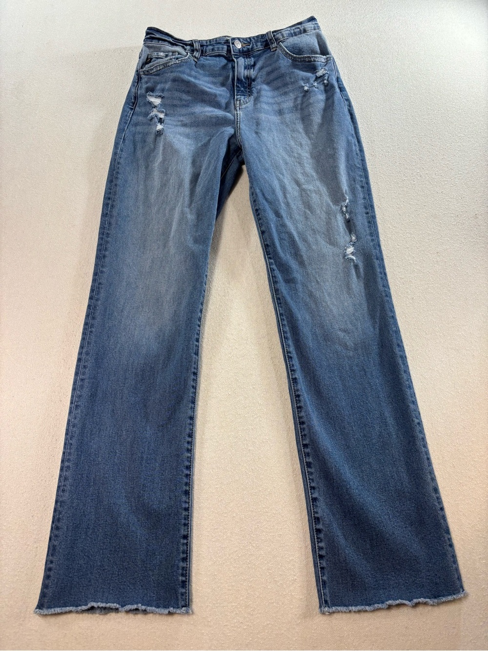 Women’s KanCan Essentials Flare Jeans Size 11/29 Medium Wash Raw Hem Stretch - Picture 2 of 7